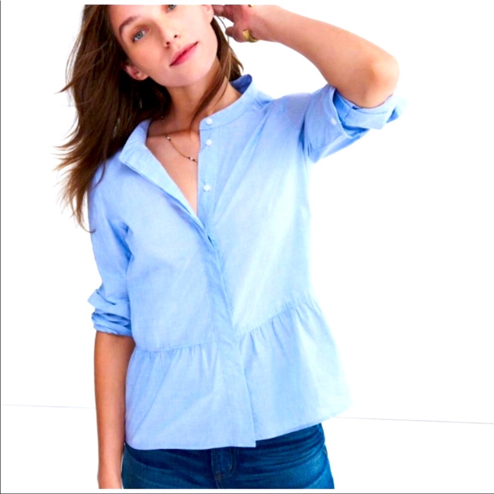 Madewell Chambray Button Down Peplum Top